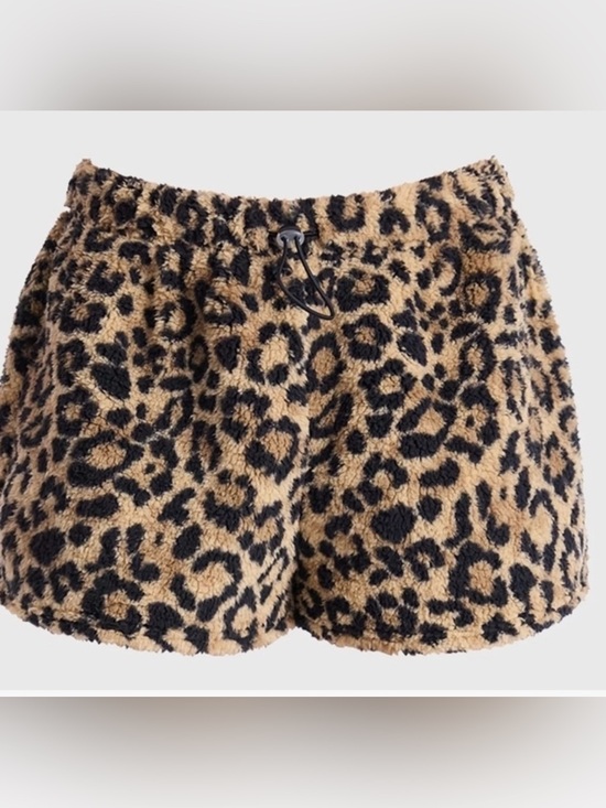 No Boundaries Pants - No Boundaries Leopard Print Fleece Shorts - Tan/Black L (12-14)